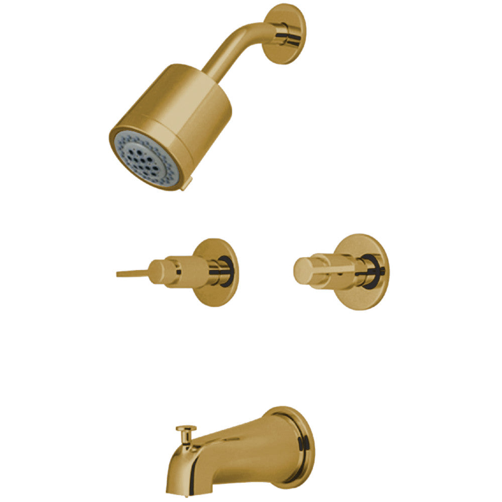 Kingston Brass KBX8142NDL NuvoFusion Double-Handle Tub and Shower Faucet, Polished Brass