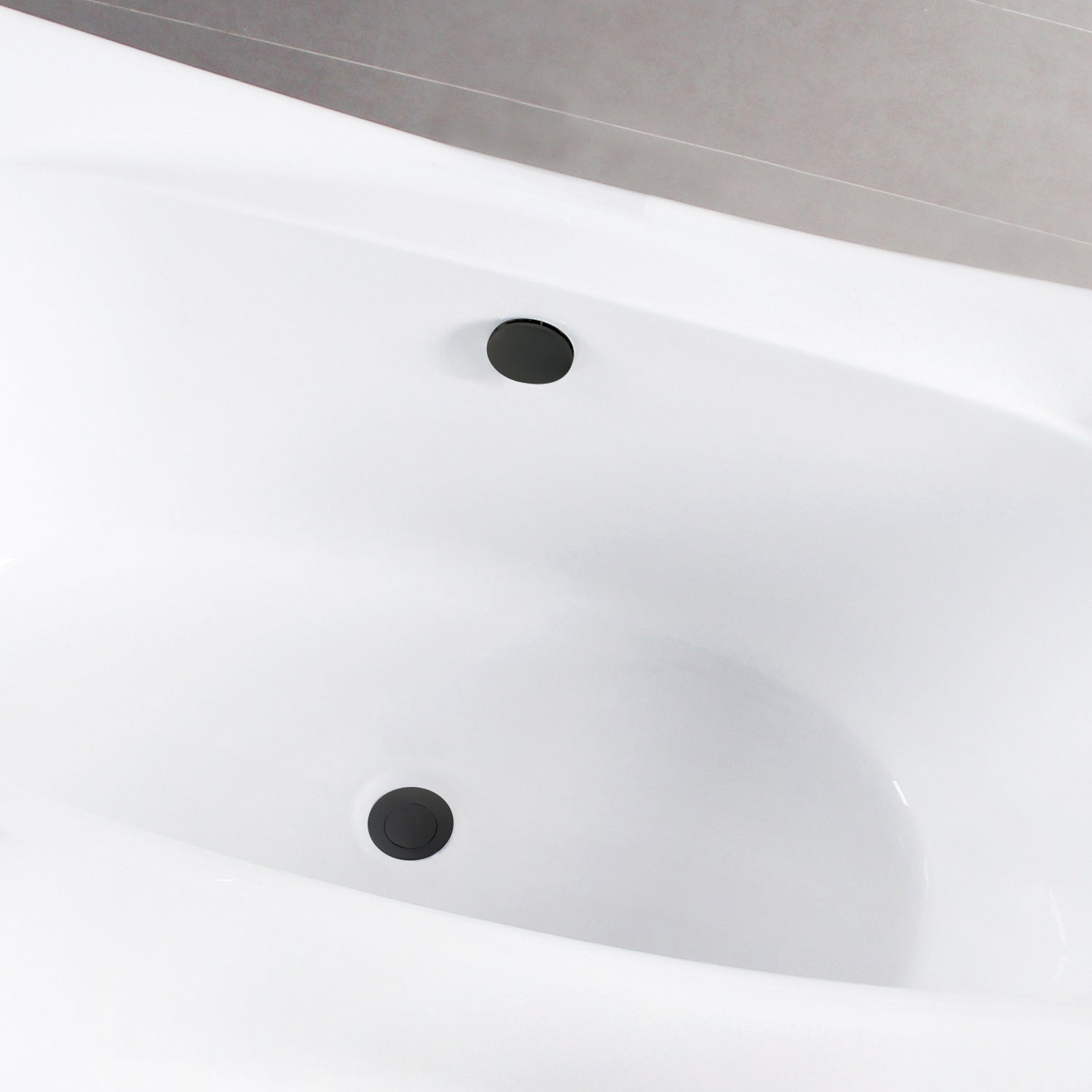 Kingston Brass VTSQ663422M0 66" Acrylic Rectangular Double Ended Freestanding Tub with Overflow/Drain Assembly, Glossy White/Matte Black