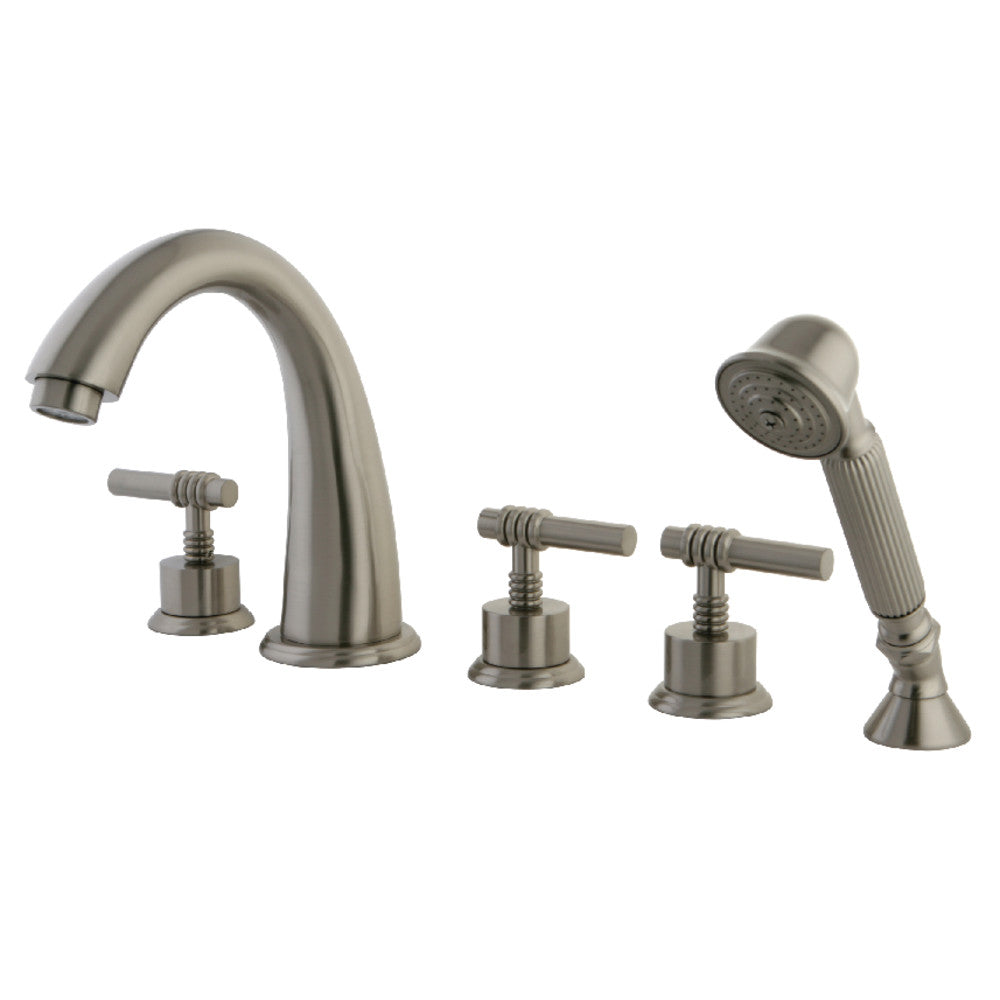 Kingston Brass KS23685ML Manhattan 5-Piece Roman Tub Faucet with Hand Shower, Brushed Nickel