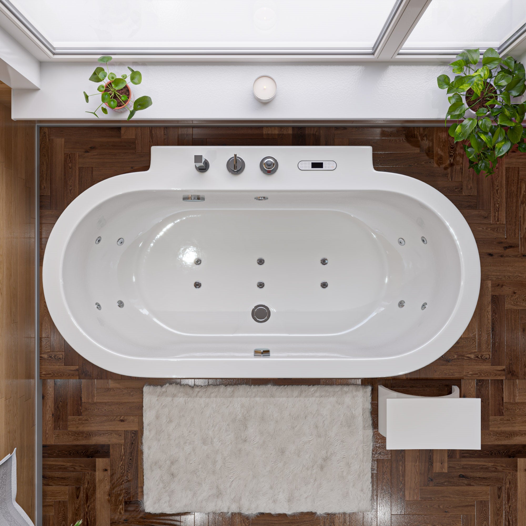 EAGO AM128ETL 6 ft Acrylic White Whirlpool Bathtub with Fixtures