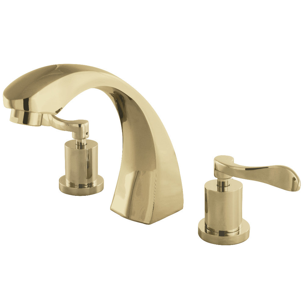 Kingston Brass KS4362DFL Vintage Two-Handle Deck Mount Roman Tub Faucet, Polished Brass