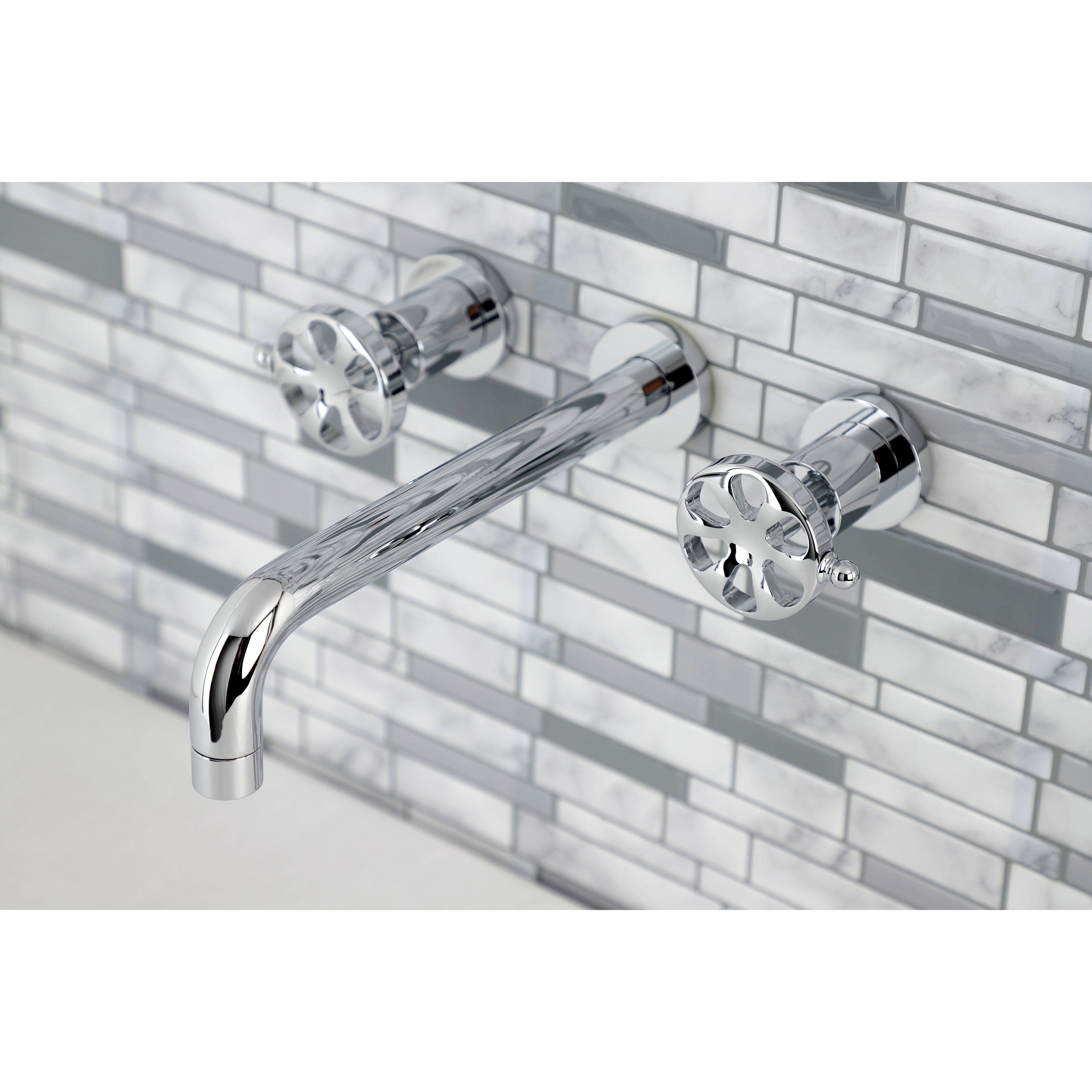 Kingston Brass KS8021RX Belknap Two-Handle Wall Mount Roman Tub Faucet, Polished Chrome