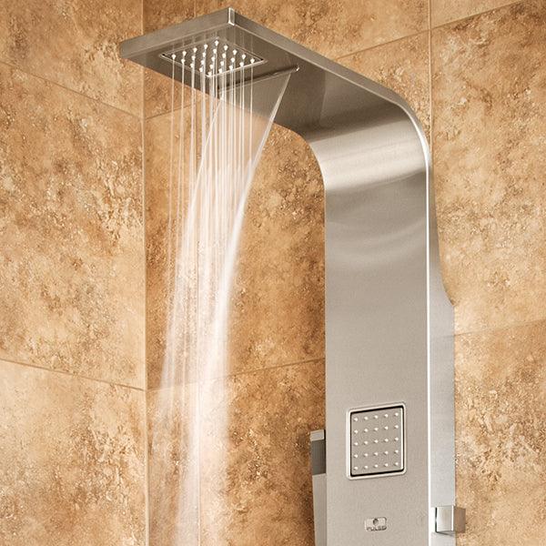PULSE ShowerSpas Matte Brushed Stainless Steel Shower Panel - Waimea ShowerSpa - Bathroom Design Center
