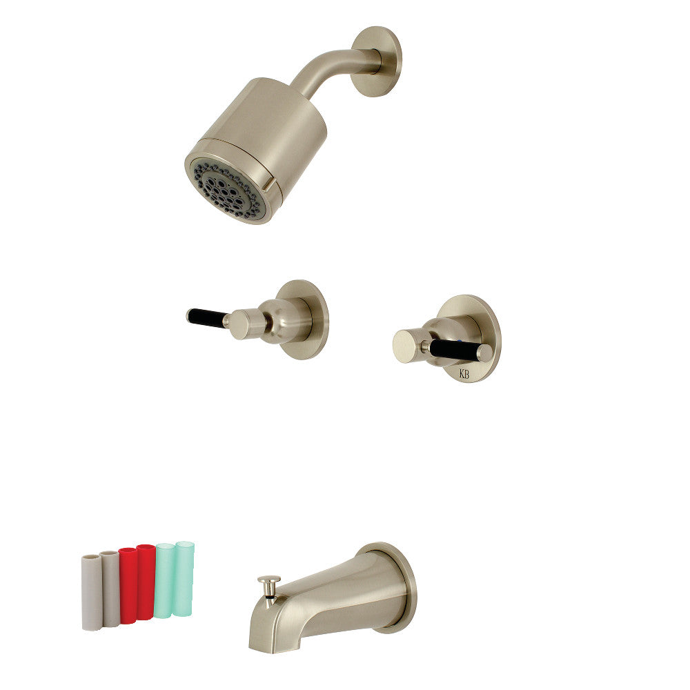 Kingston Brass KBX8148DKL Kaiser Double-Handle Tub and Shower Faucet, Brushed Nickel
