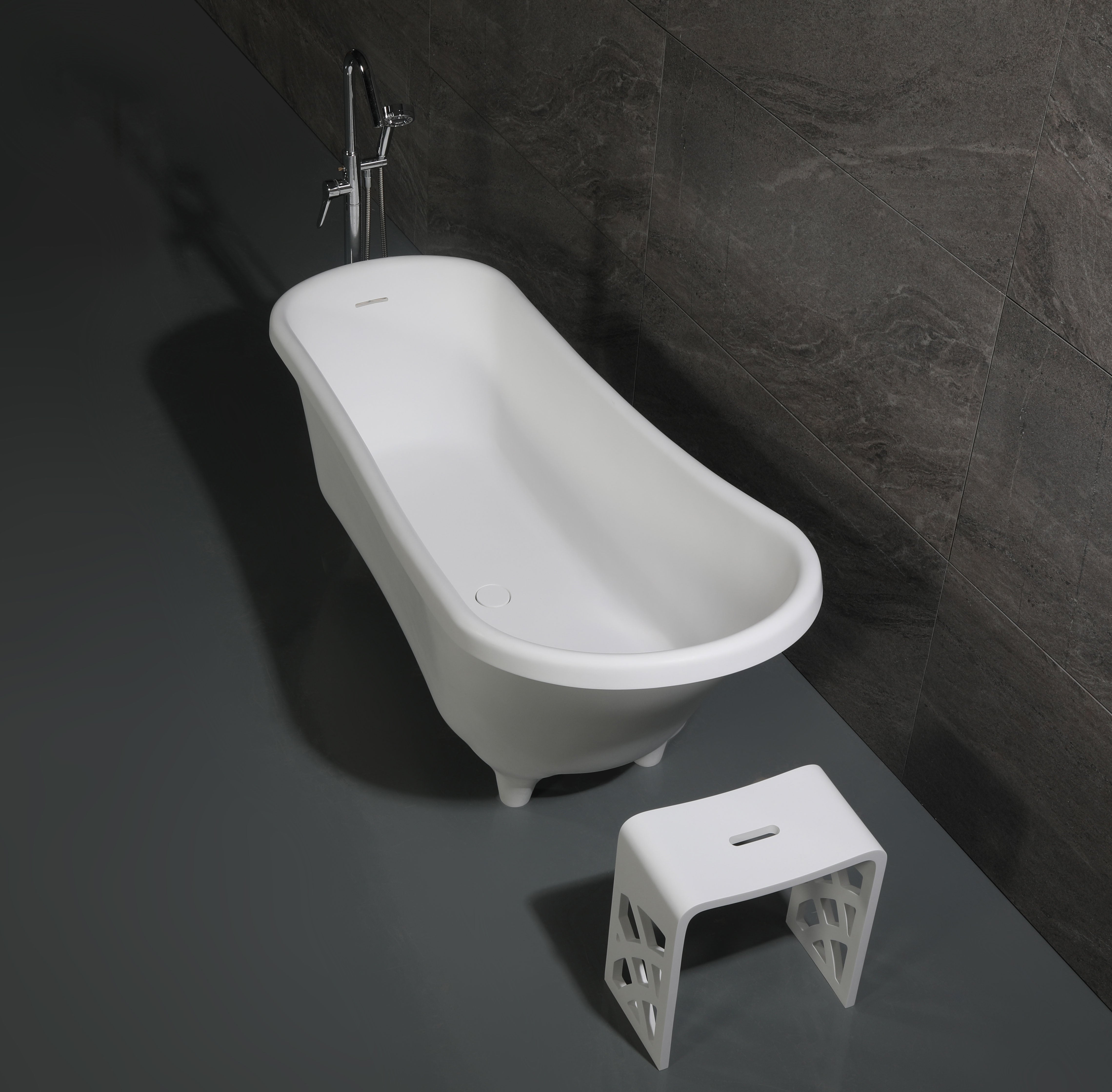 ALFI AB9960 67" White Matte Clawfoot Solid Surface Resin Bathtub