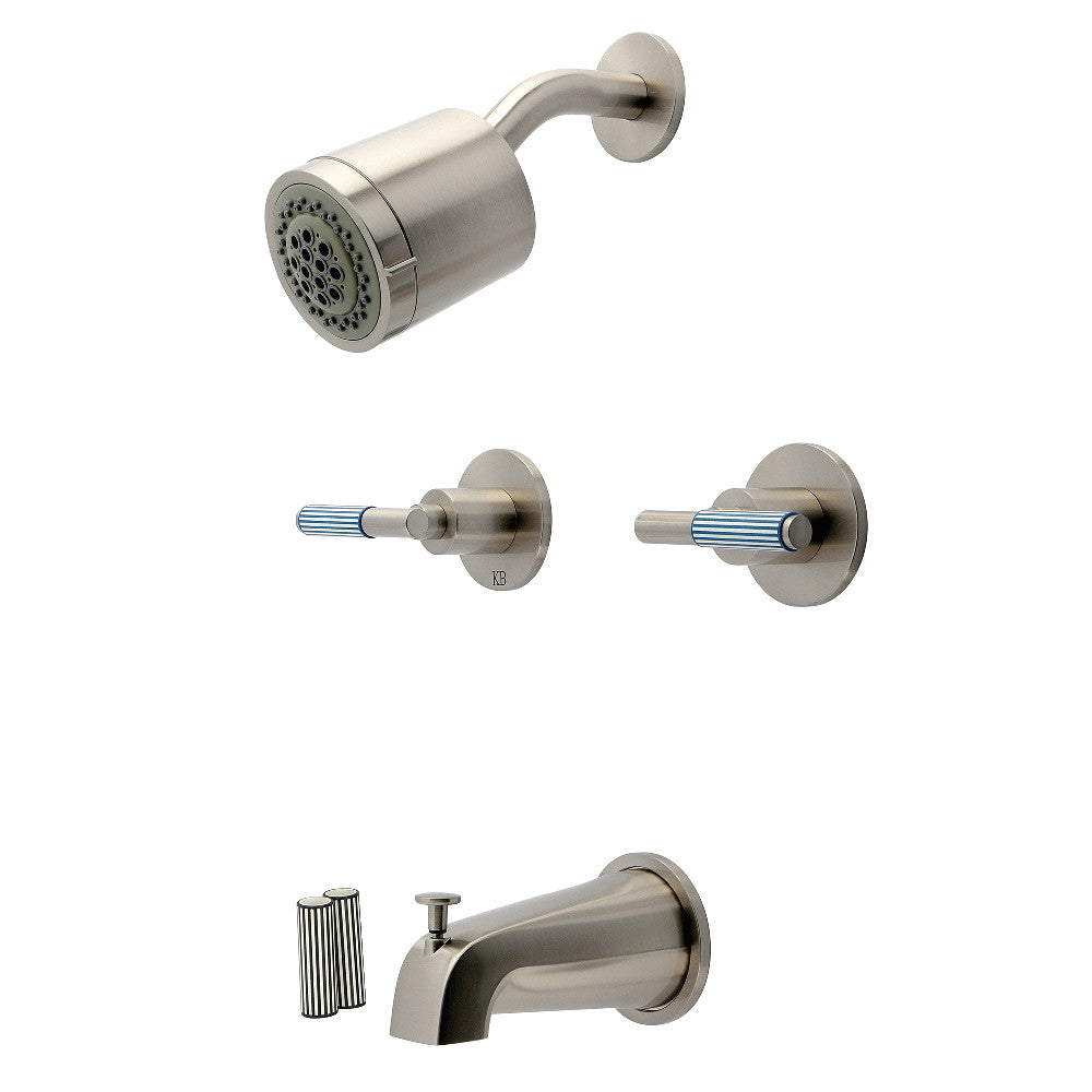 Kingston Brass KBX8148KPS Verona Double-Handle Tub and Shower Faucet, Brushed Nickel