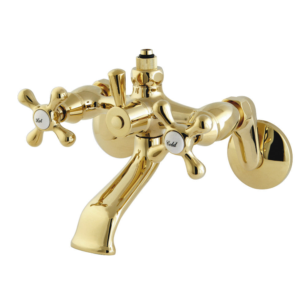 Kingston Brass CC2662 Vintage Wall Mount Tub Faucet with Riser Adaptor, Polished Brass