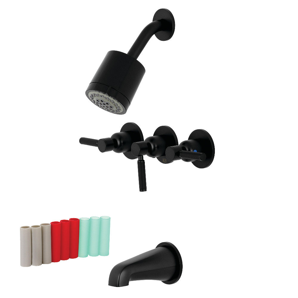 Kingston Brass KBX8130DKL Kaiser Triple-Handle Tub and Shower Faucet, Matte Black