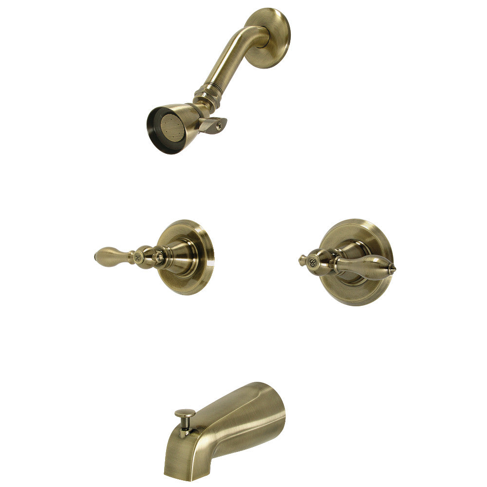 Kingston Brass KB243ACLAB American Classic Double-Handle Tub and Shower Faucet, Antique Brass