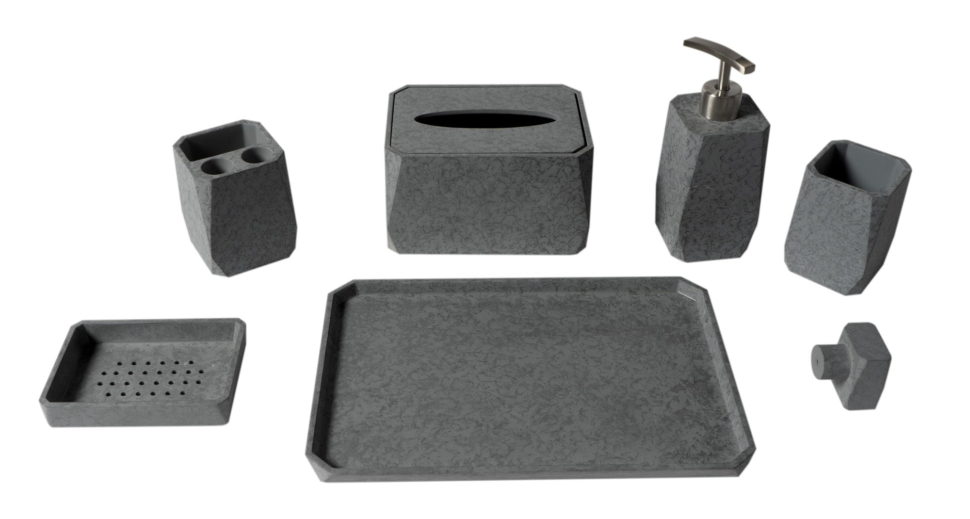 ALFI ABCO1023 7 Piece Solid Concrete Gray Matte Bathroom Accessory Set