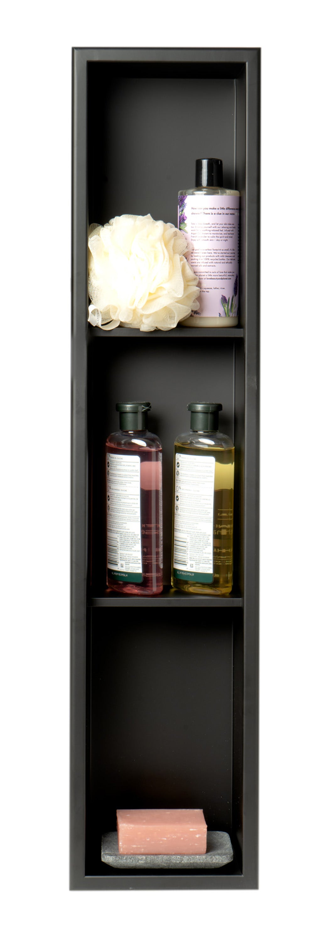 ALFI ABNC0836-BLA 8" x 36" Black Matte Stainless Steel Vertical Triple Shelf Bath Shower Niche