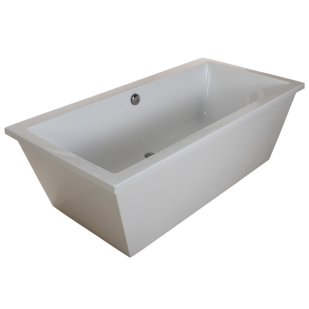 Kingston Brass VTSQ663422 66" Acrylic Rectangular Double Ended Freestanding Tub with Drain, Glossy White