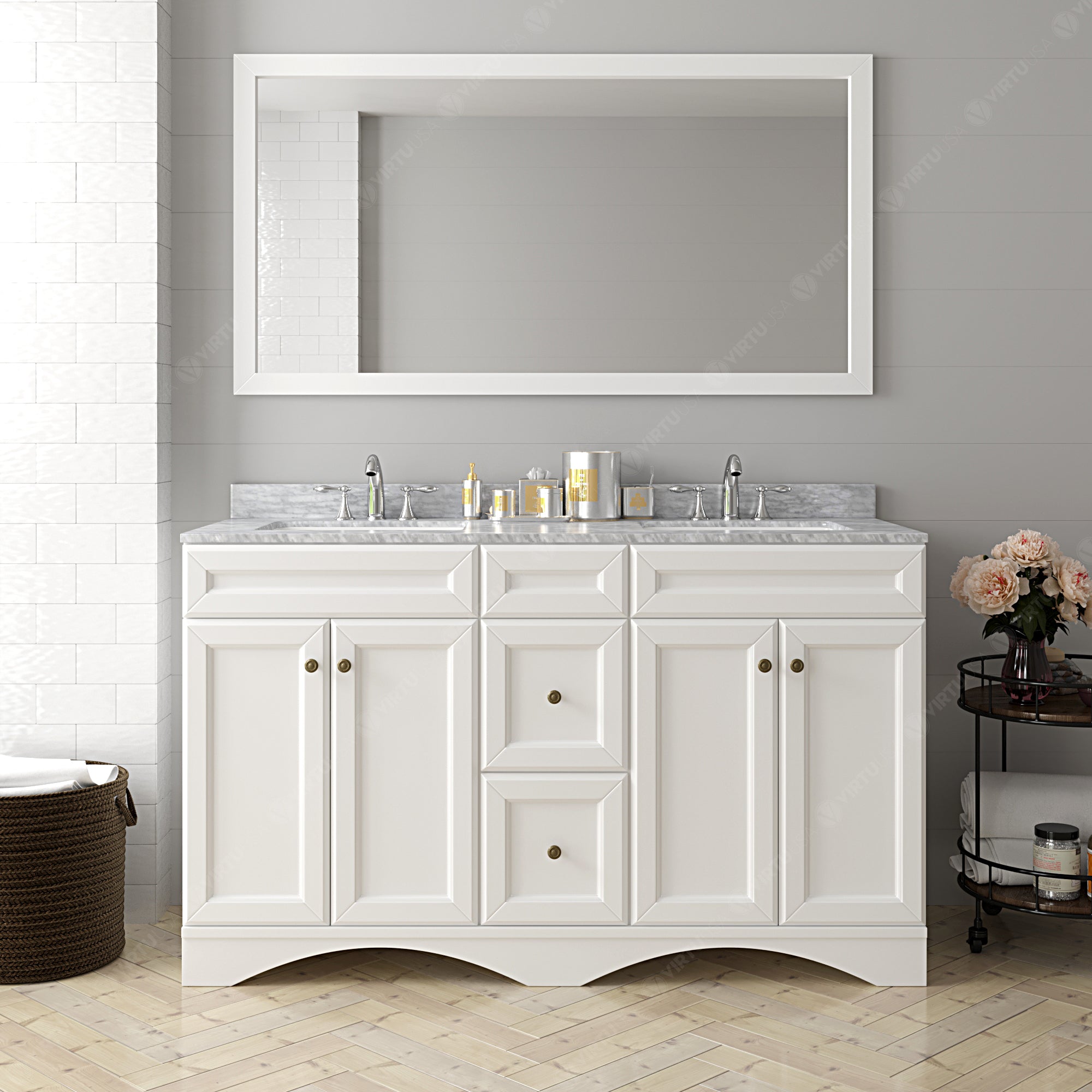 Virtu USA Talisa 60" Double Bath Vanity in White (multiple options)