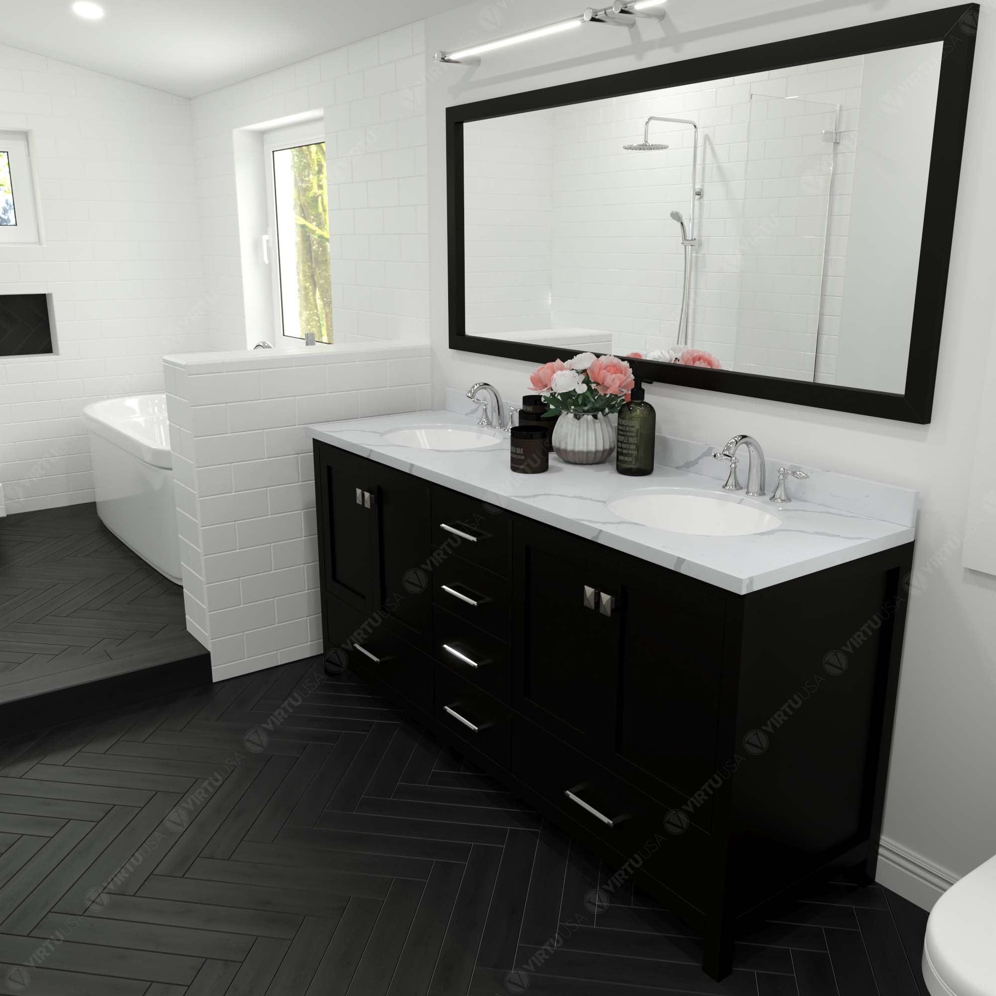Virtu USA Caroline Avenue 72" Double Bath Vanity in Espresso (multiple options) - Bathroom Design Center