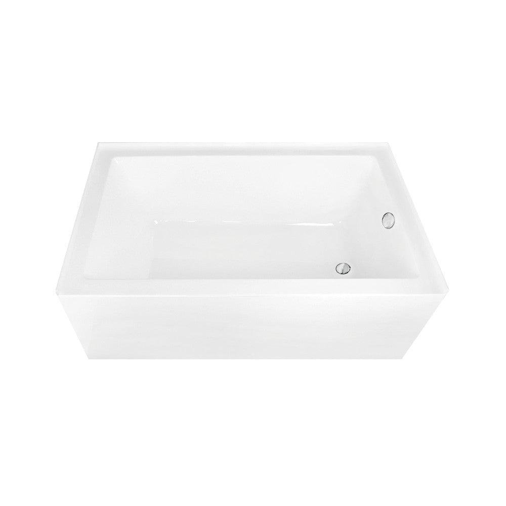 Aqua Eden CVTAP603622R1 60" Acrylic Rectangular 3-Wall Alcove Tub Combo with Waste and Overflow Drain (Right Hand Drain), Glossy White/Polished Chrome