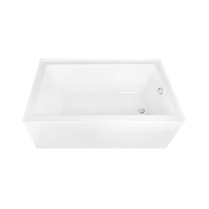 Aqua Eden CVTAP603622R1 60" Acrylic Rectangular 3-Wall Alcove Tub Combo with Waste and Overflow Drain (Right Hand Drain), Glossy White/Polished Chrome