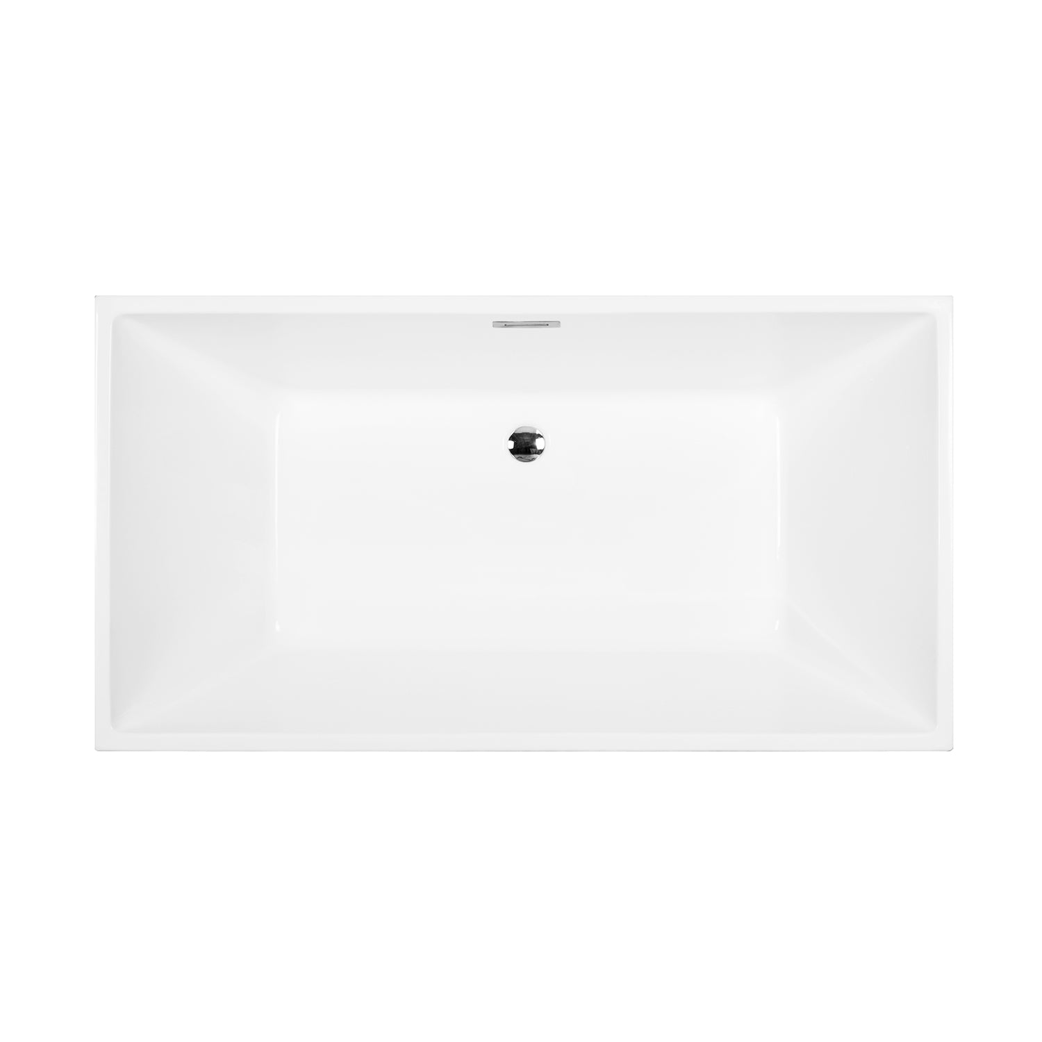 Kingston Brass VTSQ593223 59" Acrylic Rectangular Double Ended Freestanding Tub with Drain, Glossy White