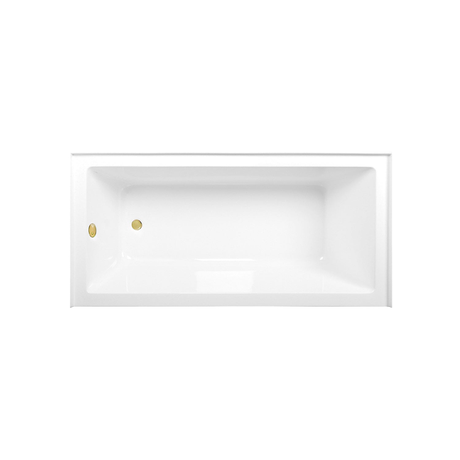 Aqua Eden CVTAP663222L2 66" Acrylic Rectangular 3-Wall Alcove Tub Combo with Waste and Overflow Drain (Left Hand Drain), Glossy White/Polished Brass