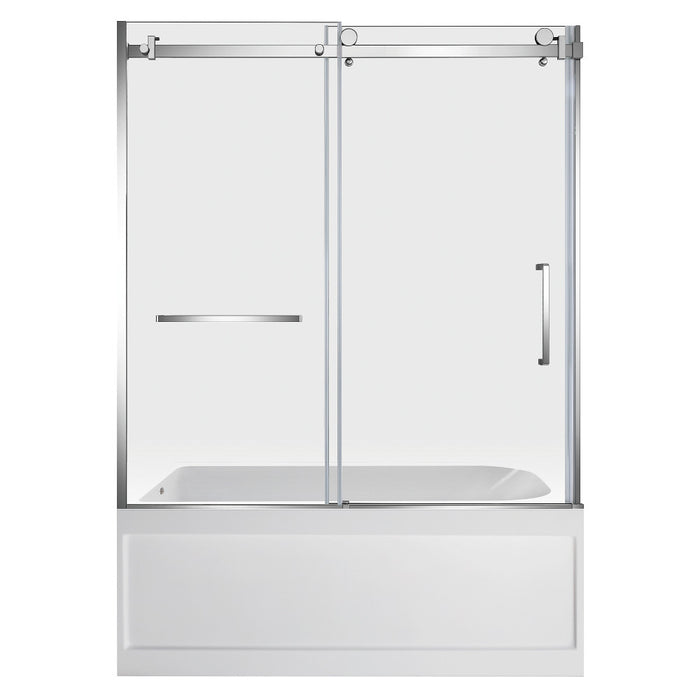 Kingston Brass KVTAP6032L21A1 60" Acrylic Rectangular 3-Wall Anti-Skid Alcove Tub Combo with Tub Door (Left Hand Drain), White/Polished Chrome