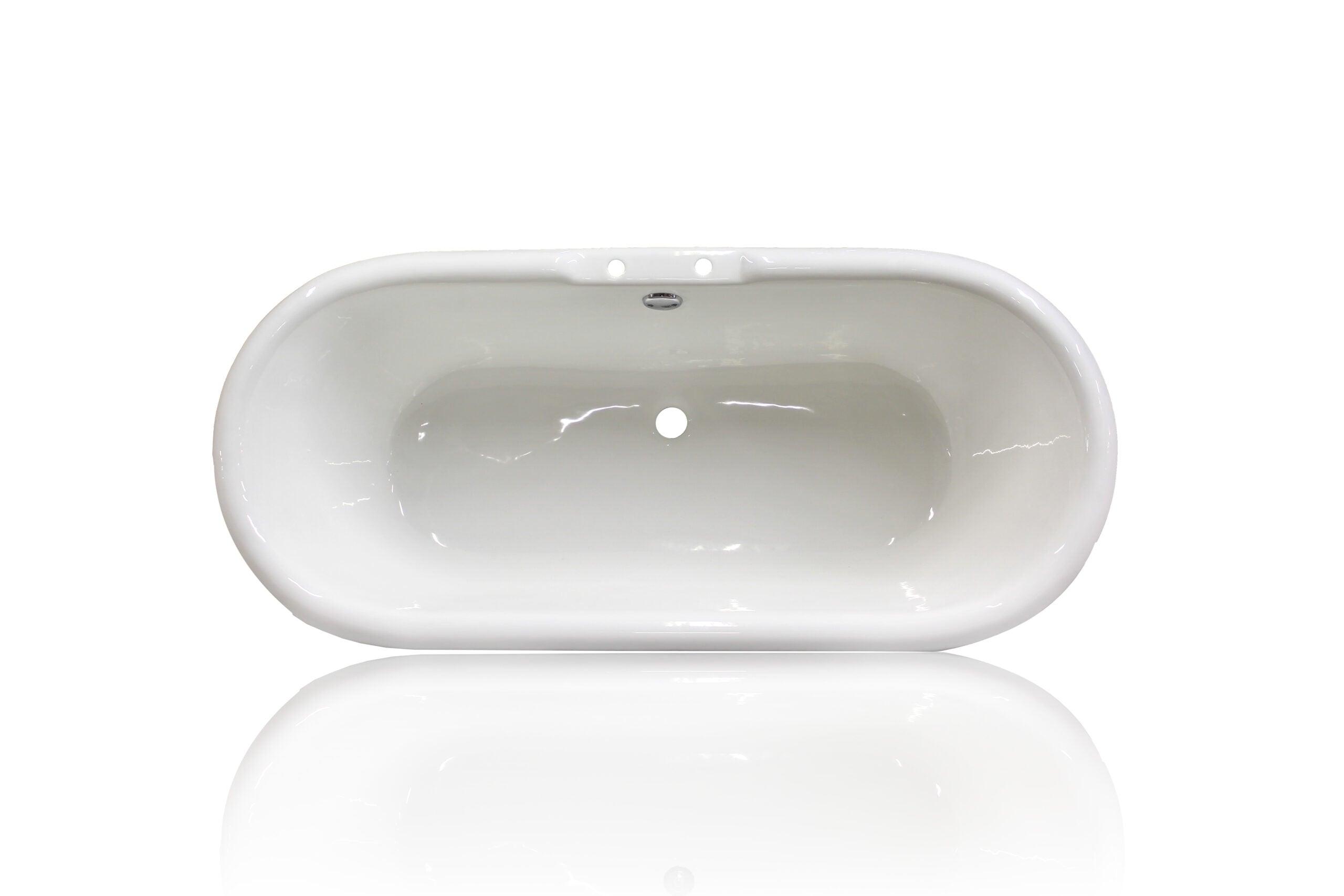 WatermarkFixtures Color Block Double 72″ Glossy White & Matte Black Antique Inspired Cast Iron Concordia Clawfoot Bathtub - Bathroom Design Center
