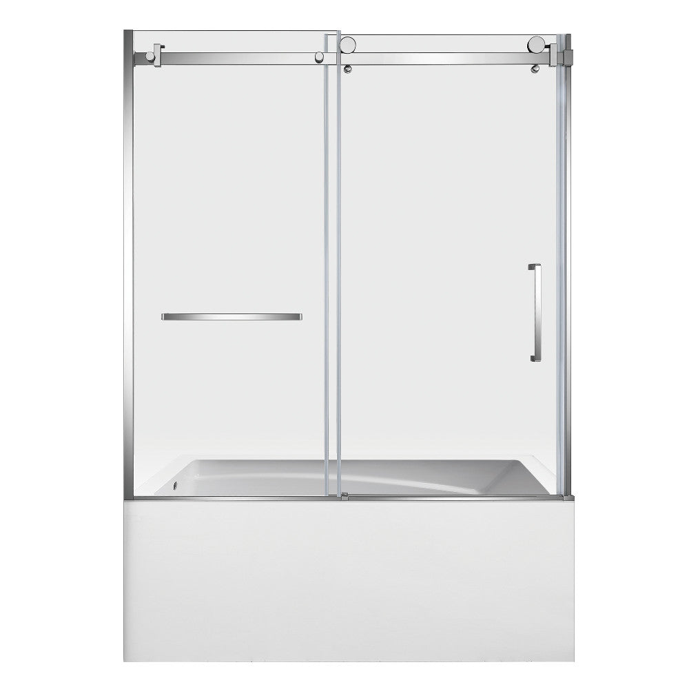 Kingston Brass KVTAM6032L22D1 60" Acrylic Rectangular 3-Wall Anti-Skid Alcove Tub Combo with Tub Door (Left Hand Drain), White/Polished Chrome