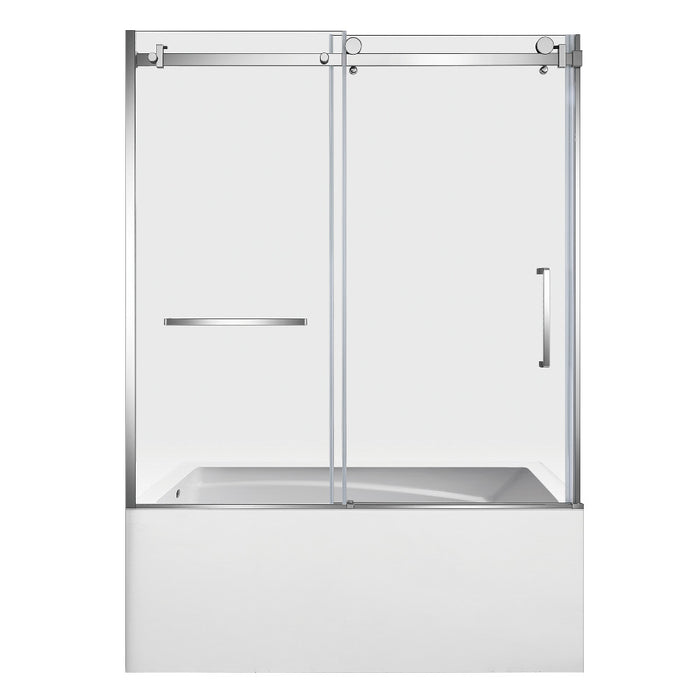 Kingston Brass KVTAM6032L22D1 60" Acrylic Rectangular 3-Wall Anti-Skid Alcove Tub Combo with Tub Door (Left Hand Drain), White/Polished Chrome