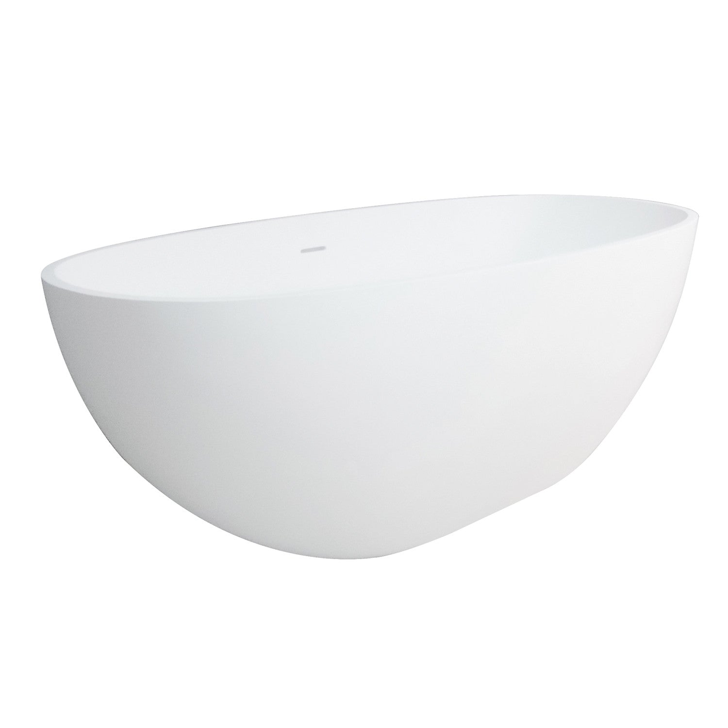 Kingston Brass KRTRS6531137AL 65" Solid Surface Oval Double Ended Freestanding Tub with Faucet Combo and Drain, Brushed Brass