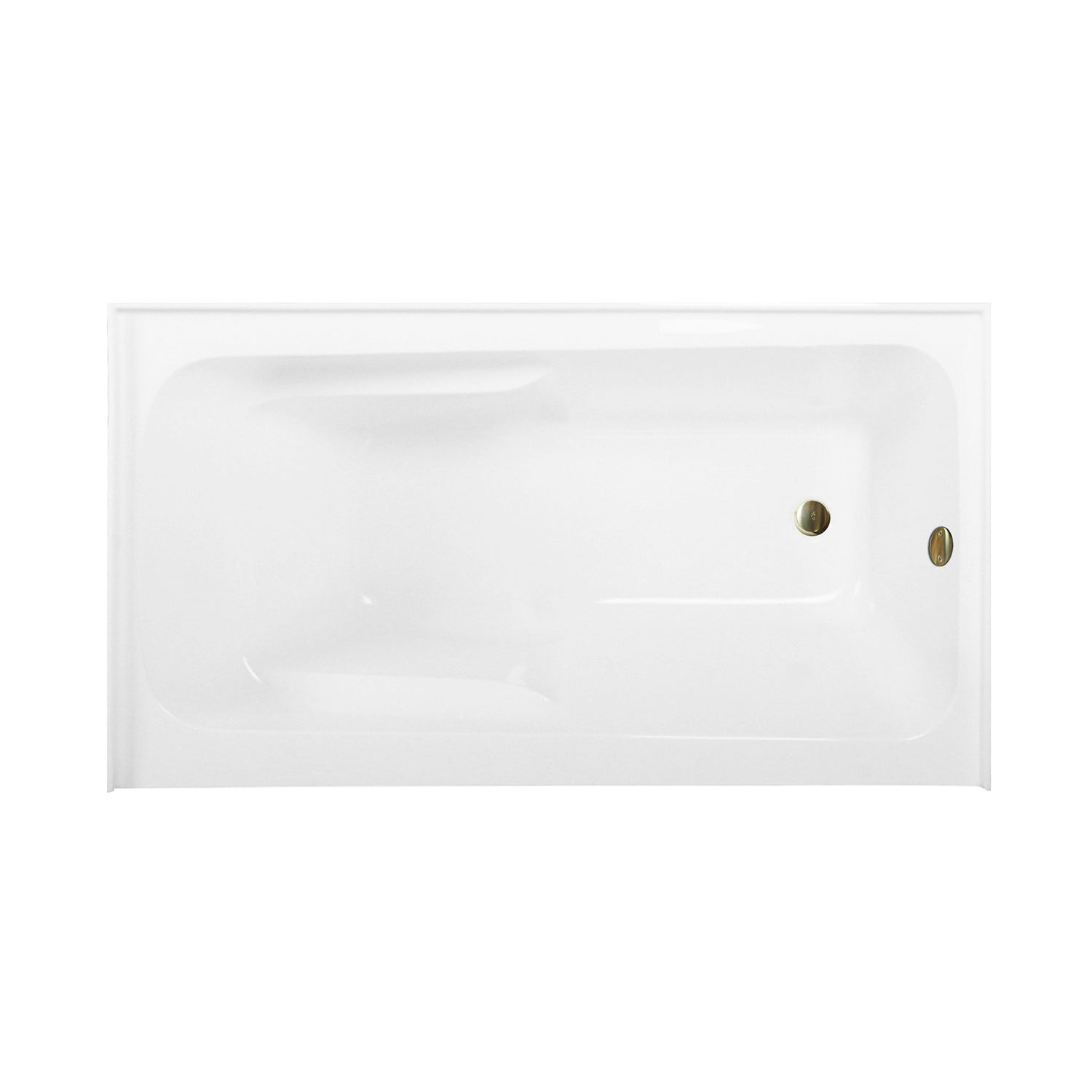 Aqua Eden CVTAP543023R7 54" Acrylic Rectangular 3-Wall Alcove Tub Combo with Armrests and Waste and Overflow Drain (Right Hand Drain), Glossy White/Brushed Brass