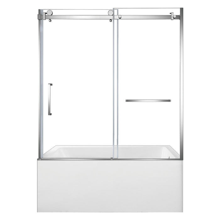 Kingston Brass KVTAP6032R22C1 60" Acrylic Rectangular 3-Wall Anti-Skid Alcove Tub Combo with Tub Door (Right Hand Drain), White/Polished Chrome