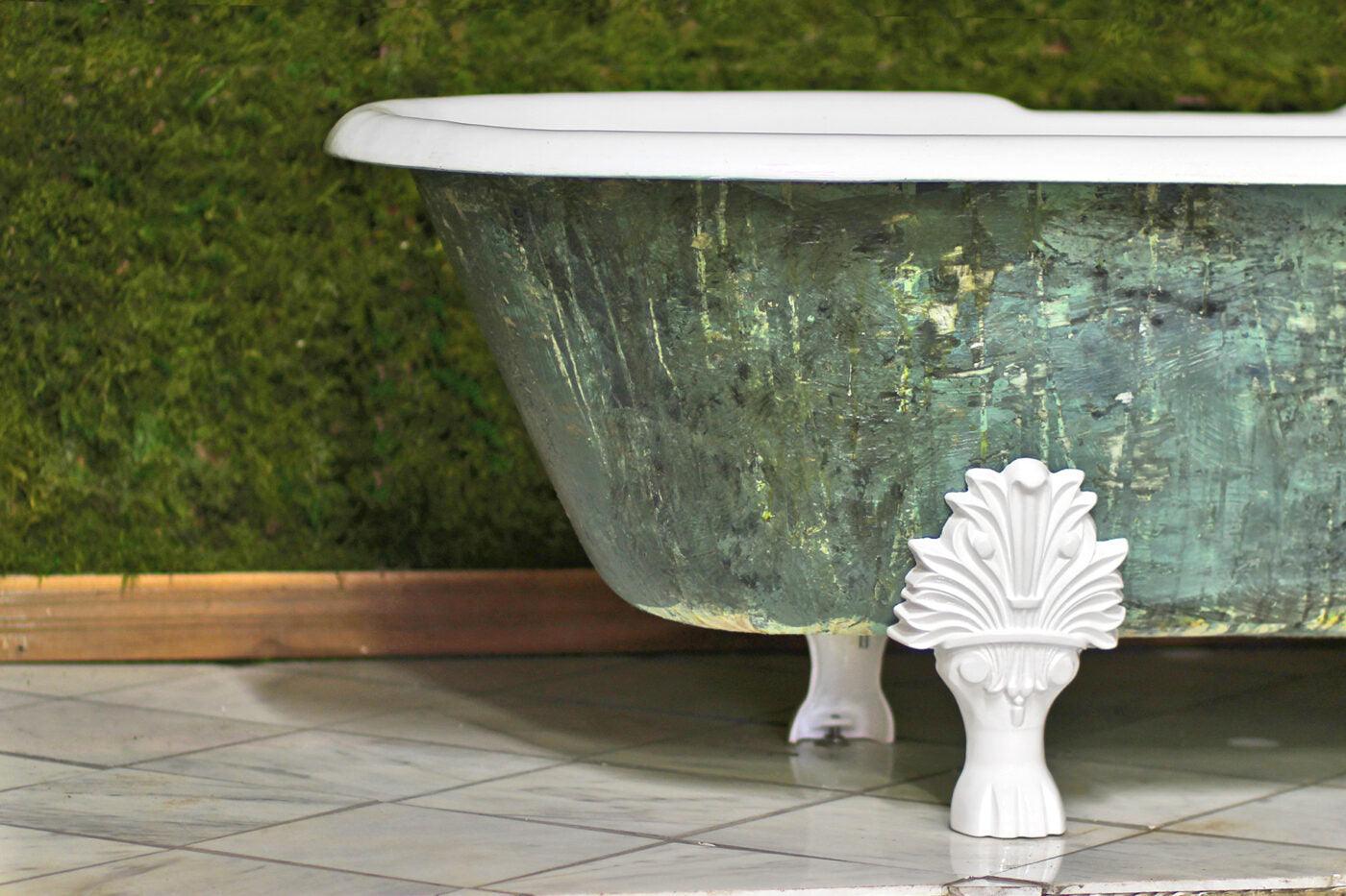 WatermarkFixtures Trompe L’oeil Double Ended 72″ Freestanding Cast Iron Clawfoot Bathtub Antiqued Lagniappe - Havisham - Bathroom Design Center