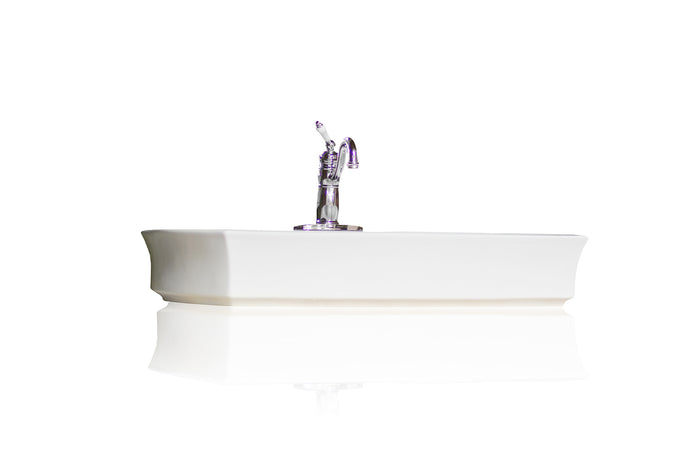 WatermarkFixtures Long Rectangular White Modern Farmhouse Apron Vessel Sink Vitreous China Package