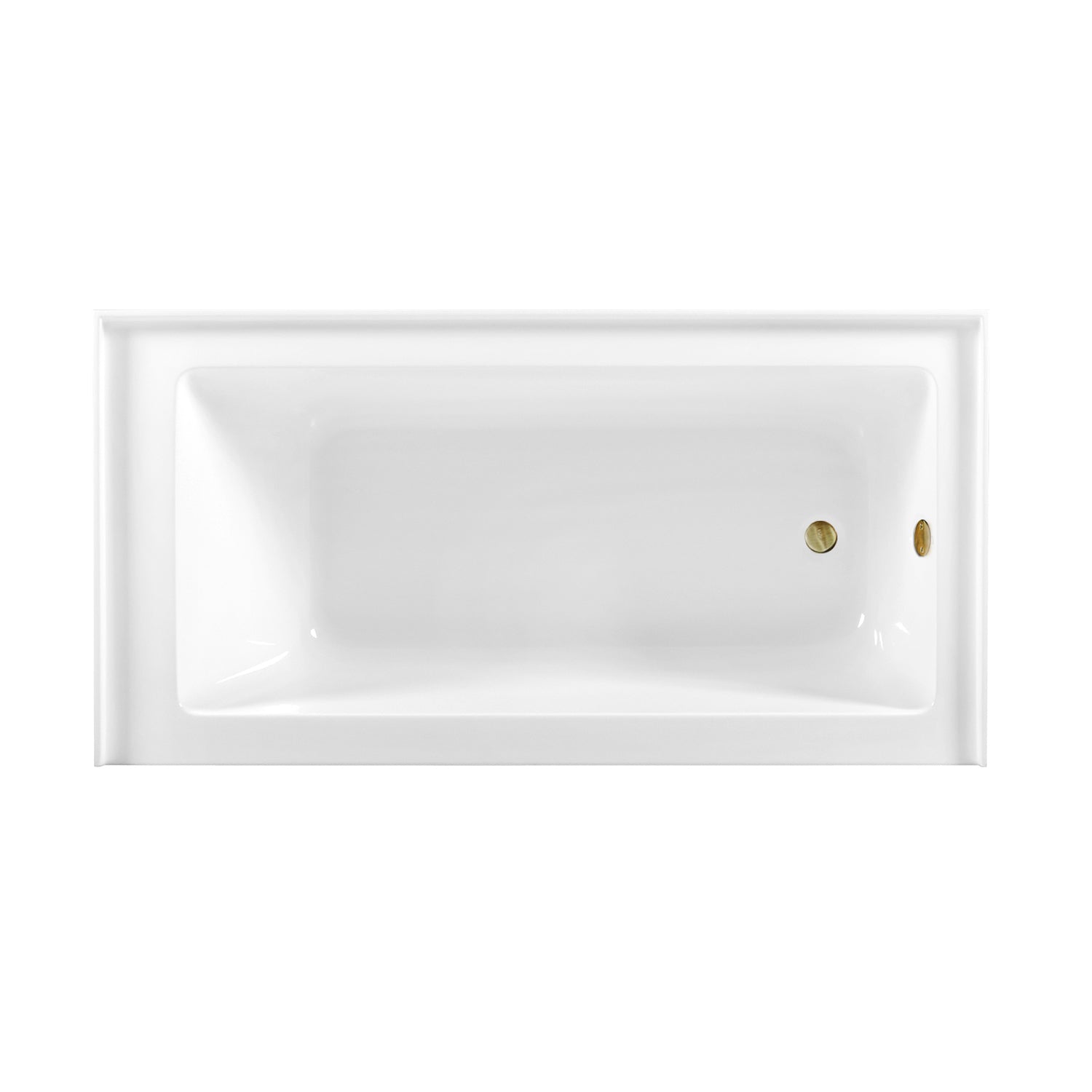 Aqua Eden CVTDE603122R3 60" Acrylic Rectangular 3-Wall Alcove Tub Combo with Waste and Overflow Drain (Right Hand Drain), Glossy White/Antique Brass