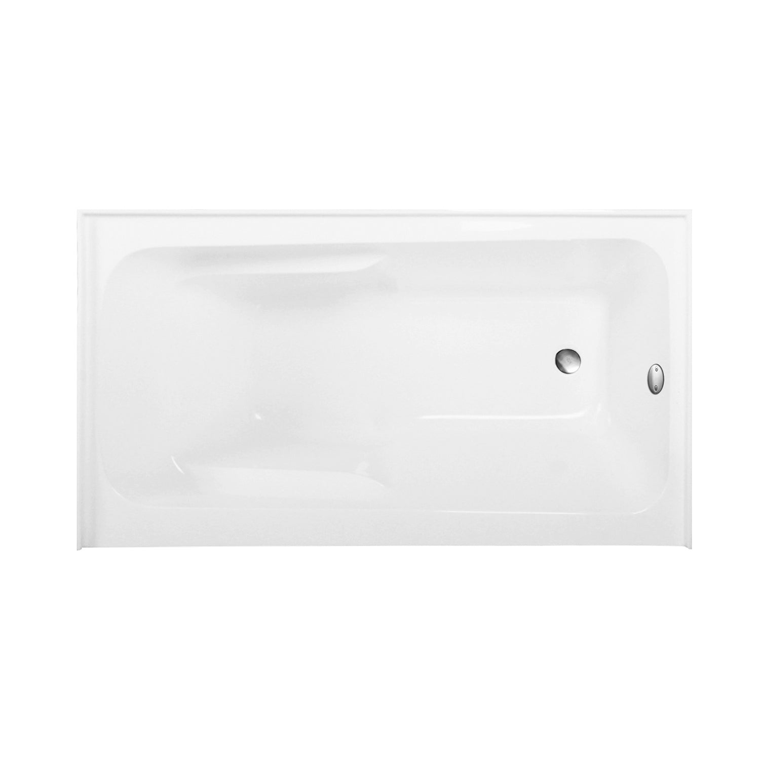 Aqua Eden CVTAP543023R8 54" Acrylic Rectangular 3-Wall Alcove Tub Combo with Armrests and Waste and Overflow Drain (Right Hand Drain), Glossy White/Brushed Nickel