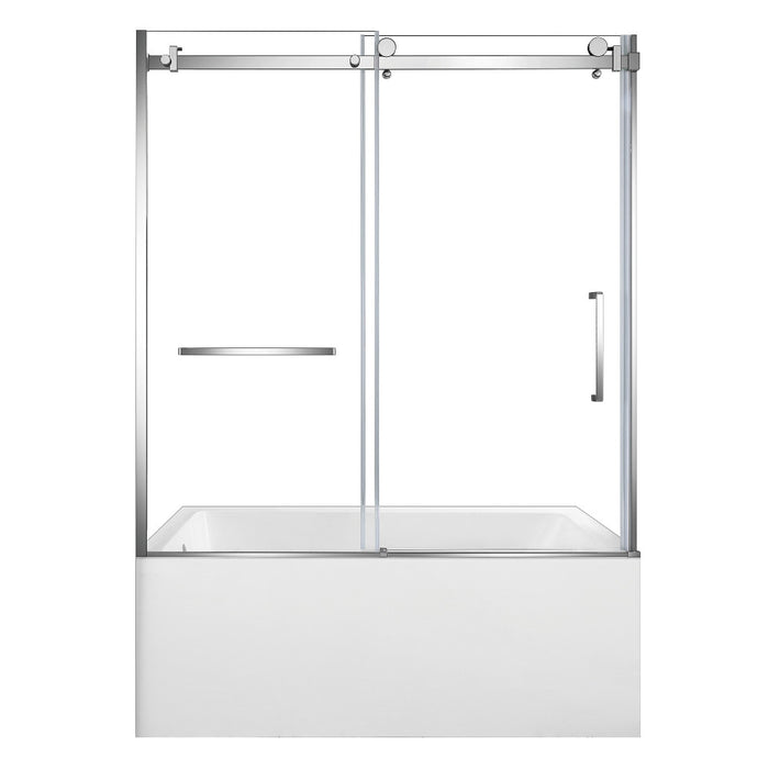 Kingston Brass KVTAP603222L1 60" Acrylic Rectangular 3-Wall Alcove Tub Combo with Tub Door (Left Hand Drain), White/Polished Chrome