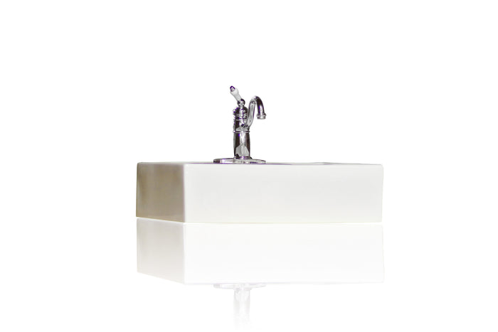 WatermarkFixtures Coupe Rectangular White Modern Farmhouse Apron Vessel Sink Package Vitreous China