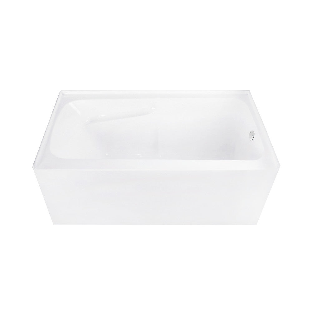 Aqua Eden CVTAP543023R1 54" Acrylic Rectangular 3-Wall Alcove Tub Combo with Armrests and Waste and Overflow Drain (Right Hand Drain), Glossy White/Polished Chrome