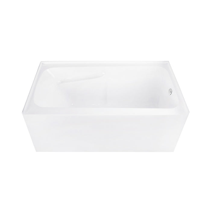 Aqua Eden CVTAP543023R1 54" Acrylic Rectangular 3-Wall Alcove Tub Combo with Armrests, Right Drain, Glossy White/Polished Chrome