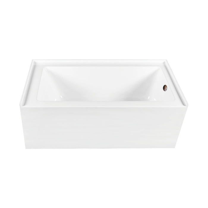 Aqua Eden CVTDE603122R5 66" Acrylic Rectangular 3-Wall Alcove Tub Combo with Right Drain, Glossy White/Oil Rubbed Bronze