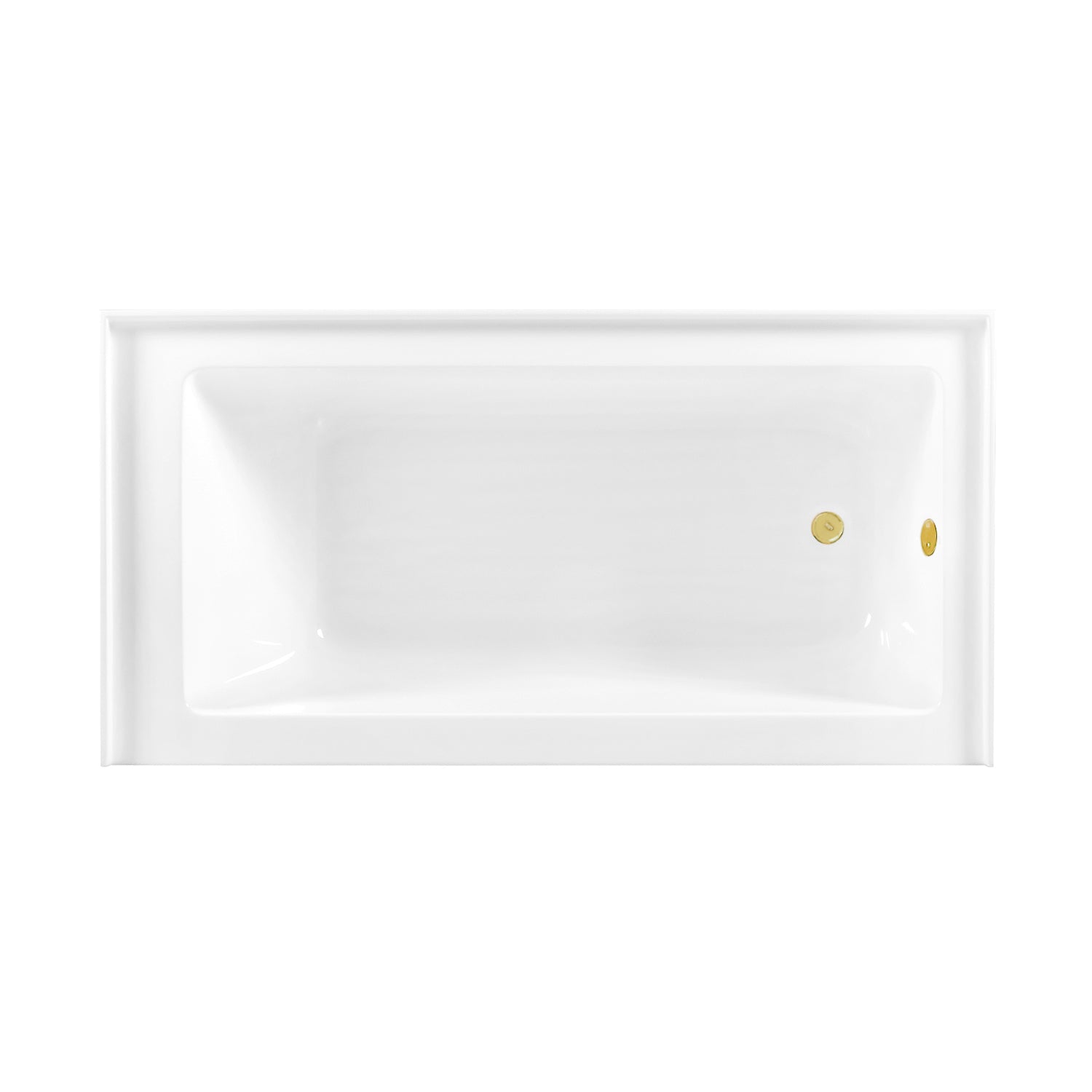 Aqua Eden CVTDE603122R2 60" Acrylic Rectangular 3-Wall Alcove Tub Combo with Waste and Overflow Drain (Right Hand Drain), Glossy White/Polished Brass