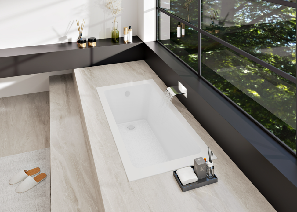 Kingston Brass VTPN673219T 67" Acrylic Rectangular Drop-In Tub with Anti-Skid Surface, Glossy White