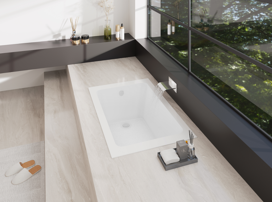 Kingston Brass VTPN543419T 54" Acrylic Rectangular Drop-In Tub with Anti-Skid Surface, Glossy White