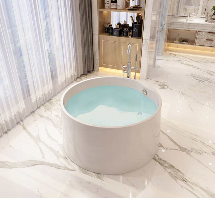 Kingston Brass VTRO454523 45" Acrylic Round Double Ended Freestanding Tub with Drain, Glossy White