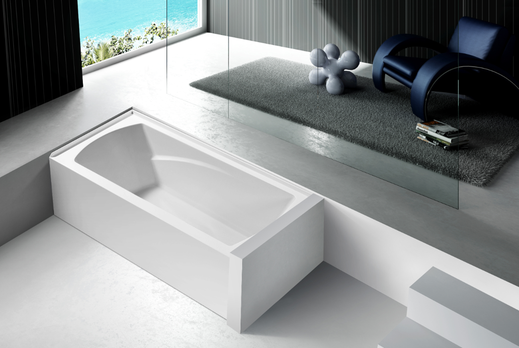Aqua Eden VTAM6032R21 60" Acrylic Rectangular 3-Wall Alcove Tub with Armrests, Right Hand Drain, Glossy White