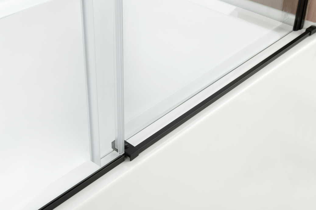 Kingston Brass KVTAM6032L22B0 60" Acrylic Rectangular 3-Wall Anti-Skid Alcove Tub Combo with Tub Door (Left Hand Drain), White/Matte Black