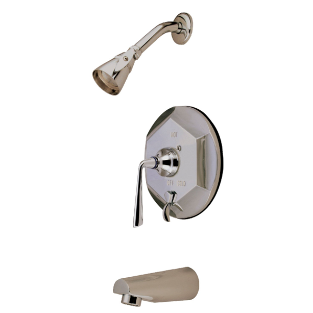 Kingston Brass KB4638ZL Silver Sage Single-Handle Pressure Balanced Tub and Shower Faucet, Brushed Nickel