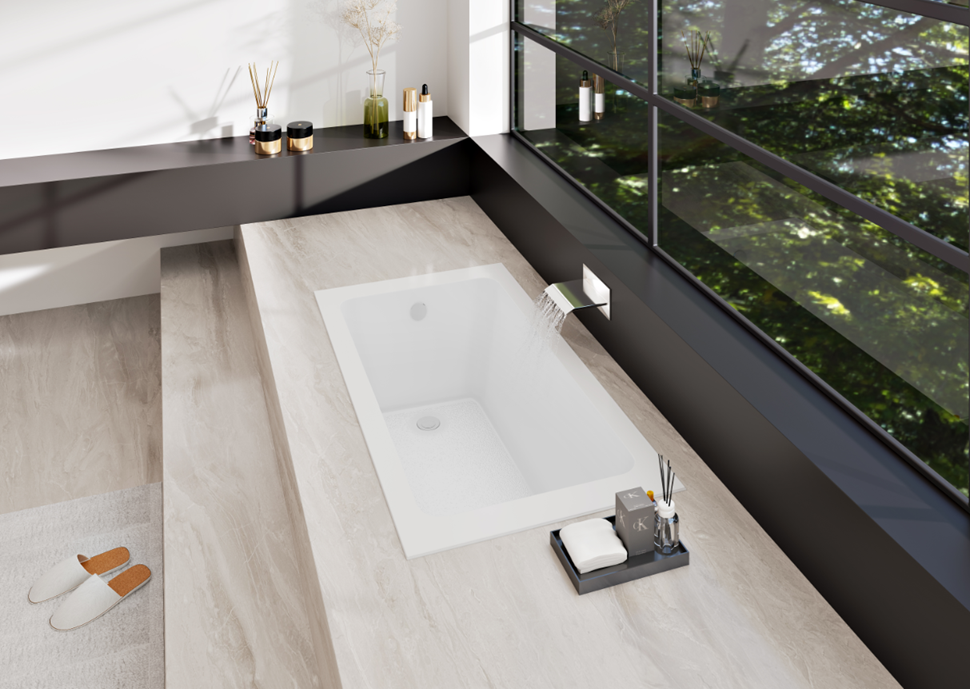Kingston Brass VTPN603219T 60" Acrylic Rectangular Drop-In Tub with Anti-Skid Surface, Glossy White