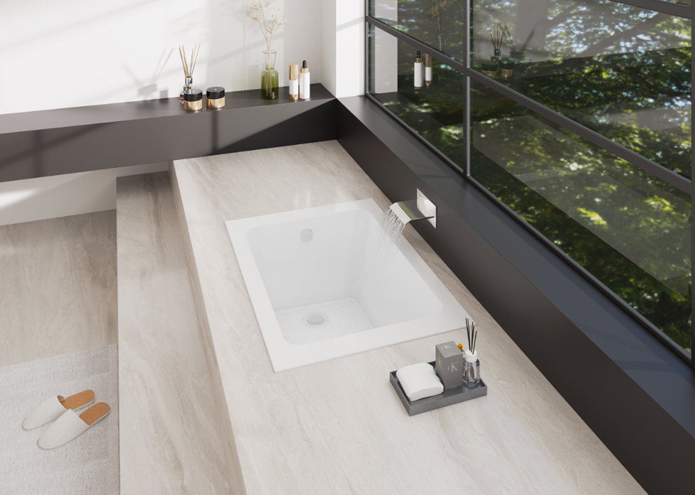 Kingston Brass VTPN483419T 48" Acrylic Rectangular Drop-In Tub with Anti-Skid Surface, Glossy White