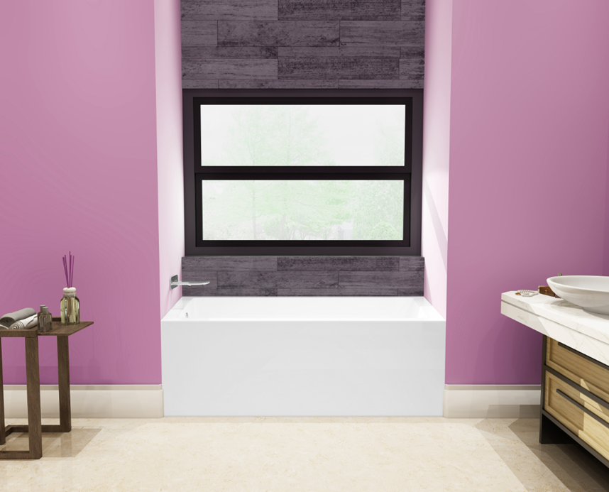 Aqua Eden VTAP543022L 54" Acrylic Rectangular 3-Wall Alcove Tub, Left Hand Drain, Glossy White