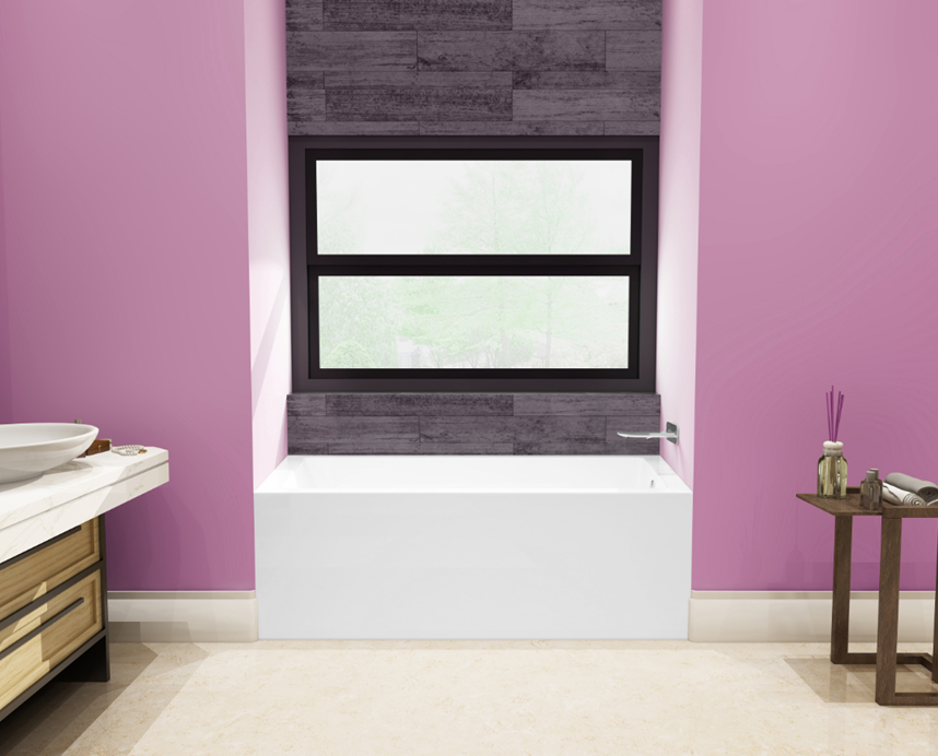 Aqua Eden VTAP543022R 54" Acrylic Rectangular 3-Wall Alcove Tub, Right Hand Drain, Glossy White