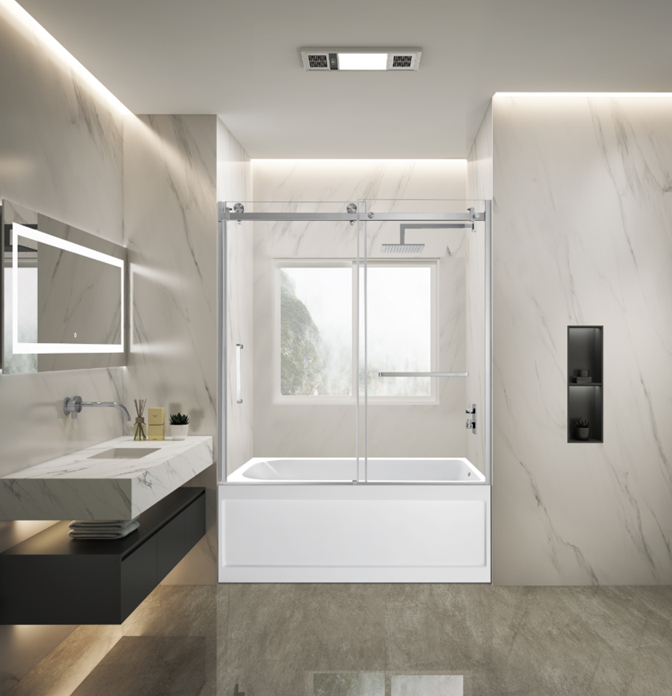 Kingston Brass KVTAP6032R21A8 60" Acrylic Rectangular 3-Wall Anti-Skid Alcove Tub Combo with Tub Door (Right Hand Drain), White/Brushed Nickel